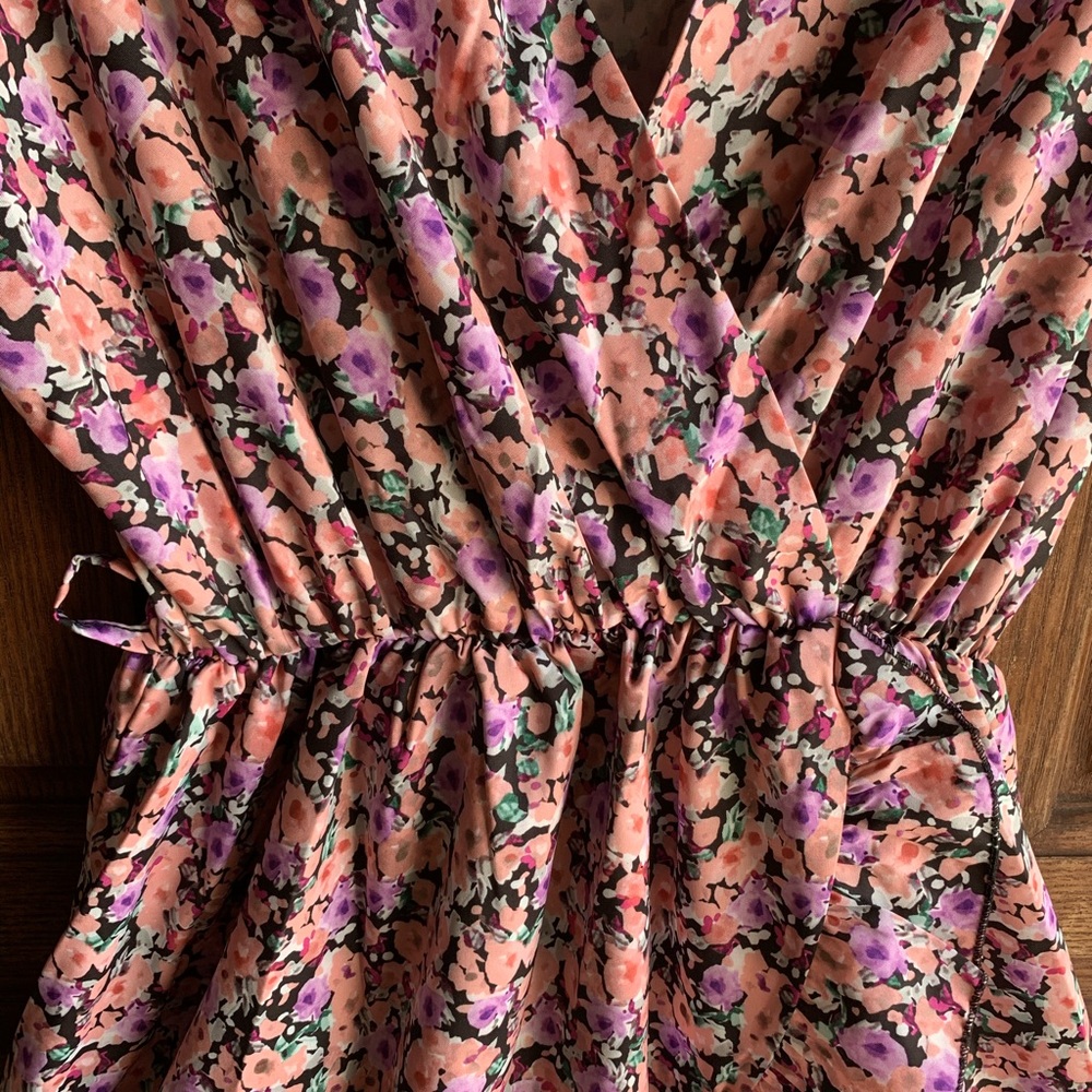 NWT Nasty Gal pink floral frilly faux wrap dress - Picture 11 of 16